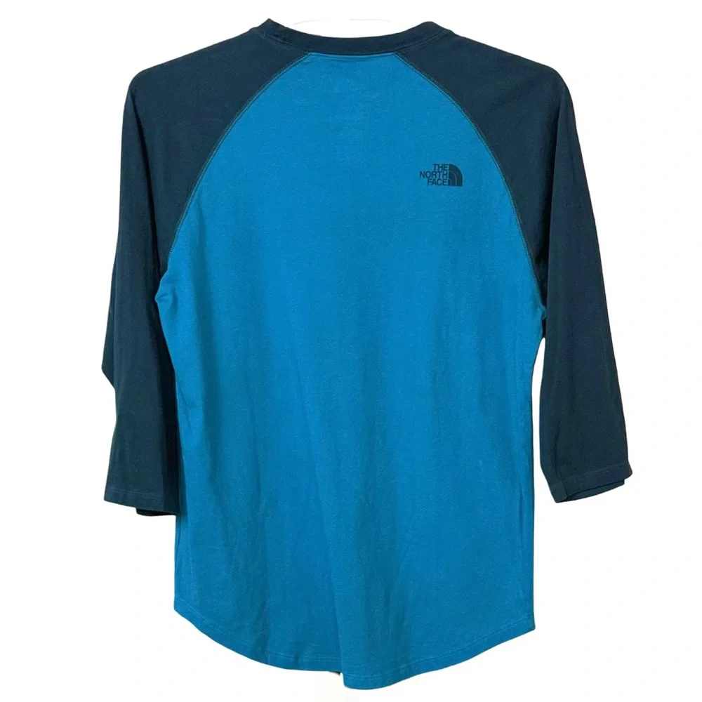 The North Face Raglan 3/4 Sleeve Graphic T-shirt 66 Men's‎ Teal Navy Sz L
